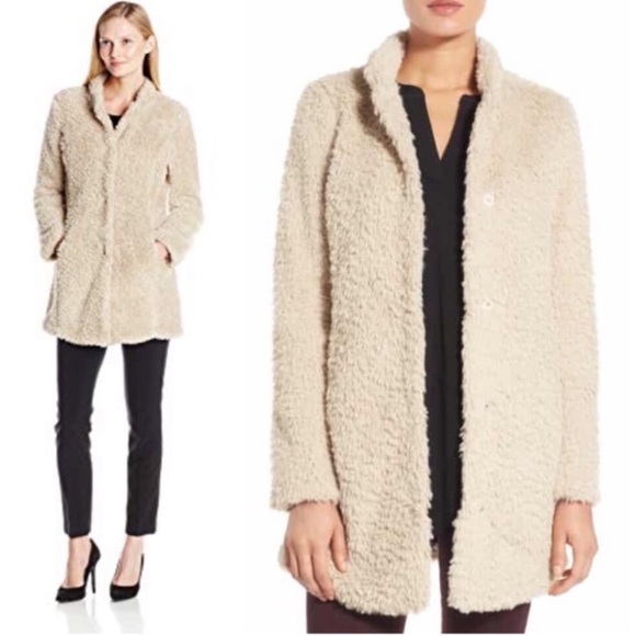 Kenneth Cole Jackets & Blazers - Kenneth Cole cream tan teddy bear coat small